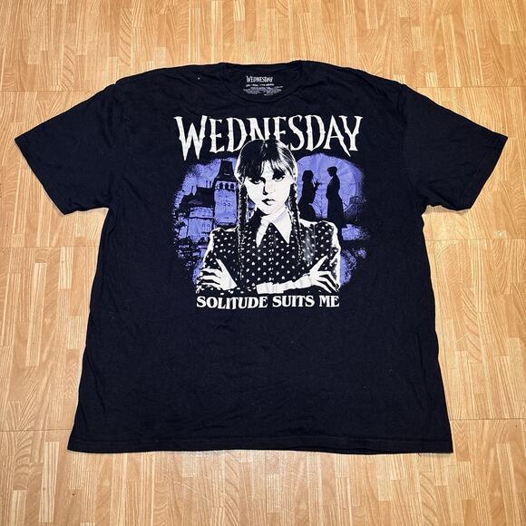 Wednesday Adam’s Family T-shirt Black Solitude Suits Me XXL Netflix Show 2XL - Picture 1 of 3
